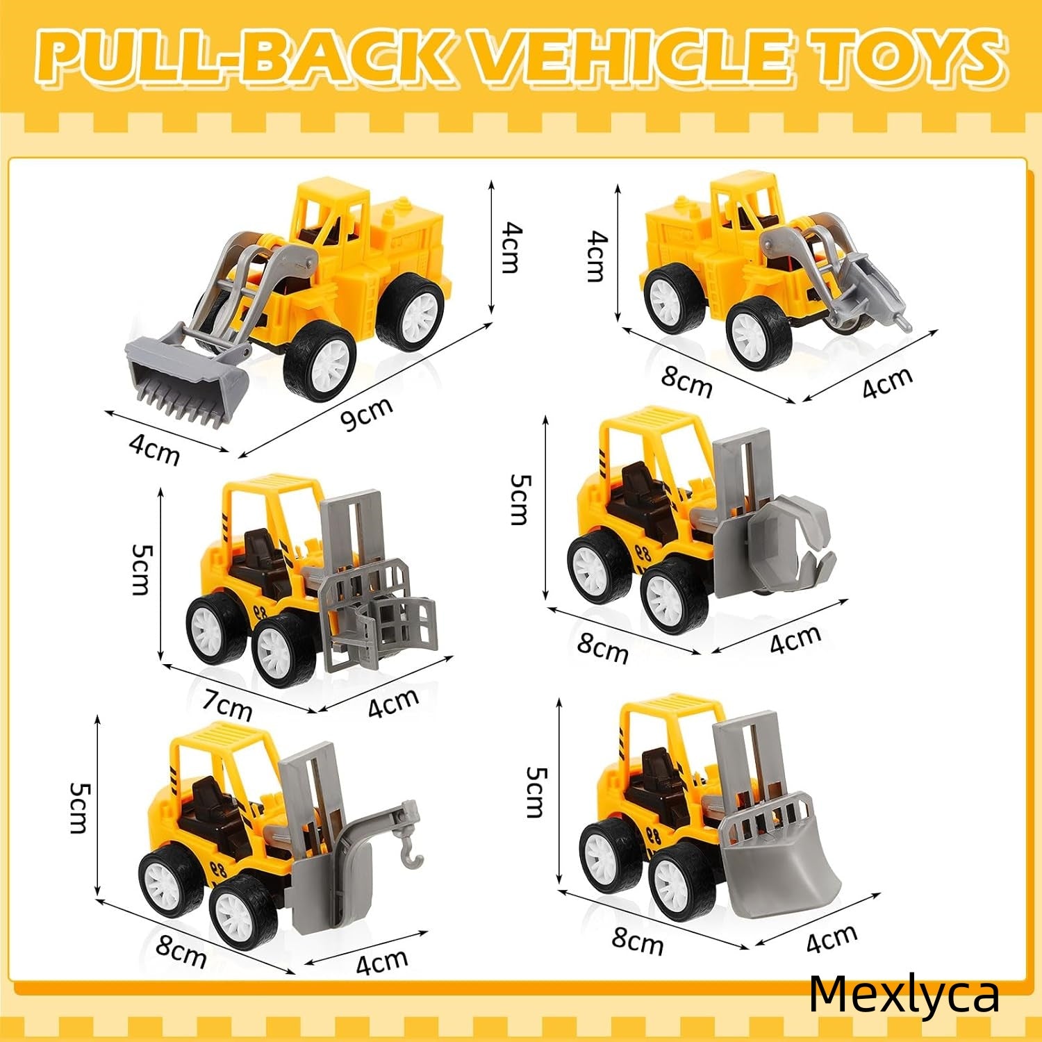 Mexlyca Construction Toy Cars Set for Toddlers – Mini Pull Back Trucks (Bulk Pack of 12), Birthday Party Favors & Stocking Stuffers for 3+ Year Old Boys