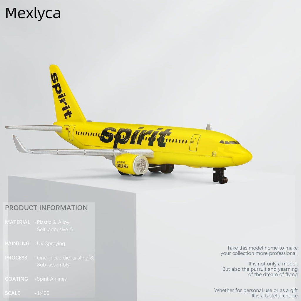 Mexlyca Spirit Airlines Die-Cast Model Airplane – Premium Aircraft Display Model for Collectors & Gifts
