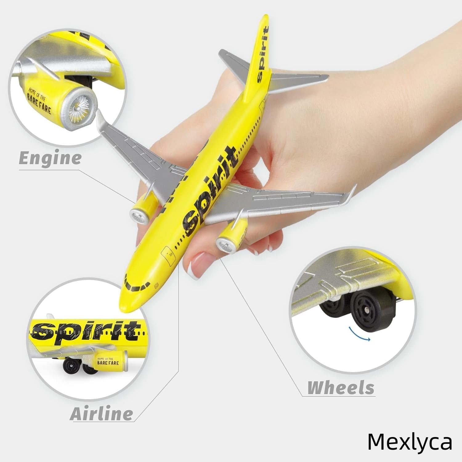Mexlyca Spirit Airlines Die-Cast Model Airplane – Premium Aircraft Display Model for Collectors & Gifts