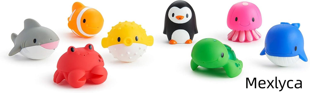 Mexlyca Baby Bath Toy Squirts – 8 Pack Ocean Sea Animals, BPA-Free Water Squirters for Babies 9 Months & Toddlers