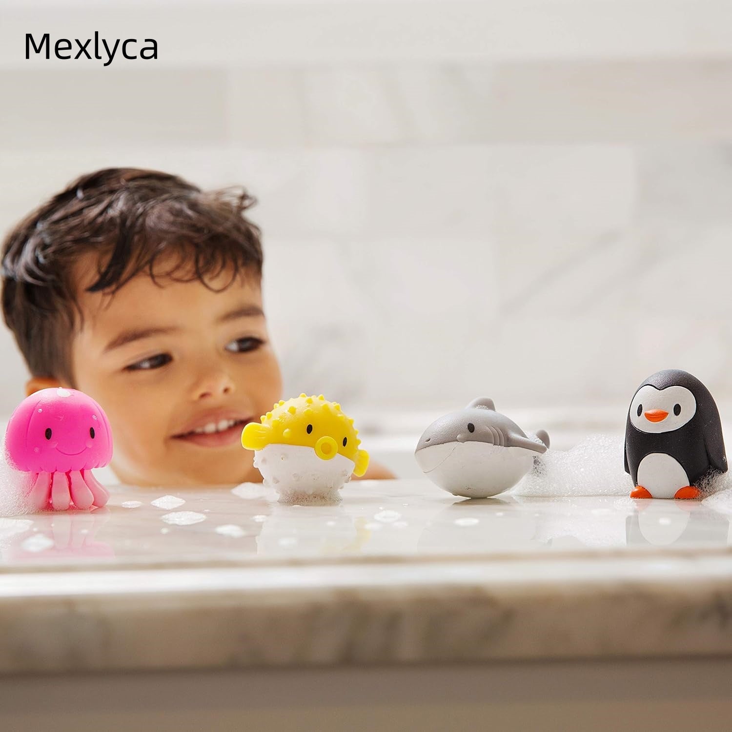 Mexlyca Baby Bath Toy Squirts – 8 Pack Ocean Sea Animals, BPA-Free Water Squirters for Babies 9 Months & Toddlers