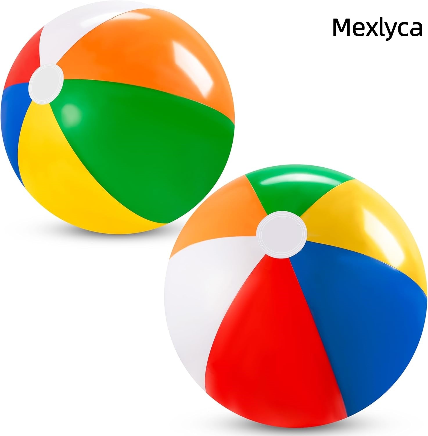 Mexlyca 24" Rainbow Inflatable Beach Ball – Jumbo Pool Toy for Water Games, Luau & Birthday Party Decorations, Supplies & Favors