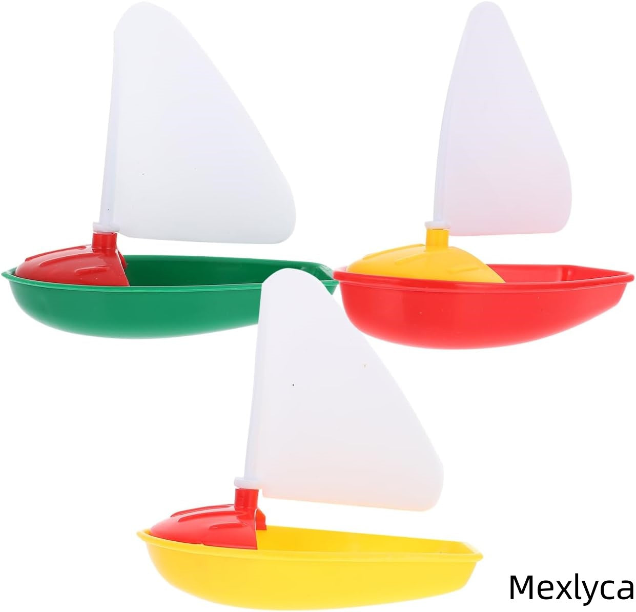 Mexlyca 3PCS Toddler Toy Boats – Floating Sailboat Bath Toys for Kids | Mini Plastic Yachts for Bathtub & Pool Play