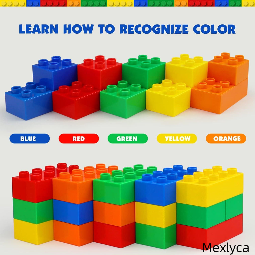 Mexlyca 60-Piece Large Building Blocks Set for Toddlers with Baseplate – Classic STEM Learning Toys, Compatible with Major Brands