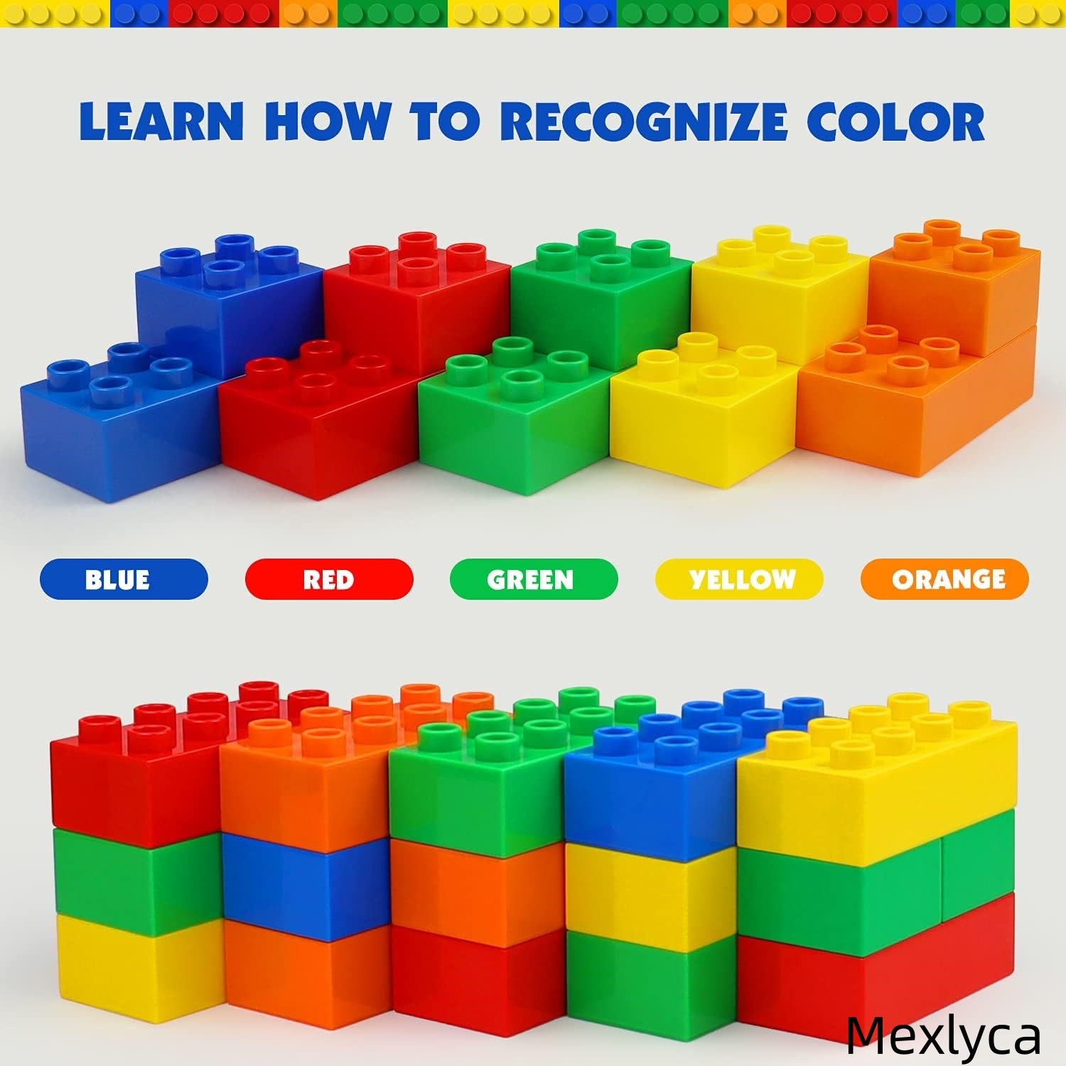 Mexlyca 60-Piece Large Building Blocks Set for Toddlers with Baseplate – Classic STEM Learning Toys, Compatible with Major Brands